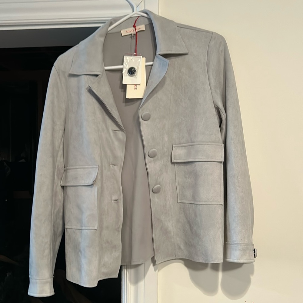 Beautiful Dove grey suede look blazer. . Super soft
